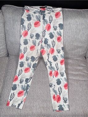 Zara Basic Cream Top with Coral Floral Detail
